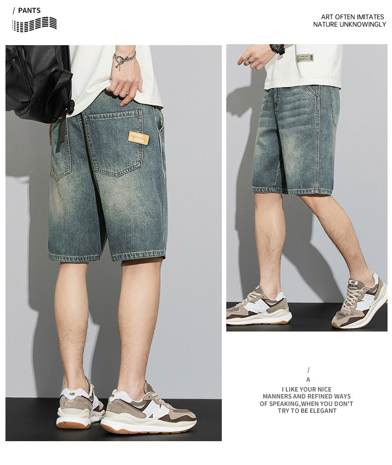 牛仔短裤男夏季潮牌短袖男装男士五分裤男生破洞衣服男款裤子详情15
