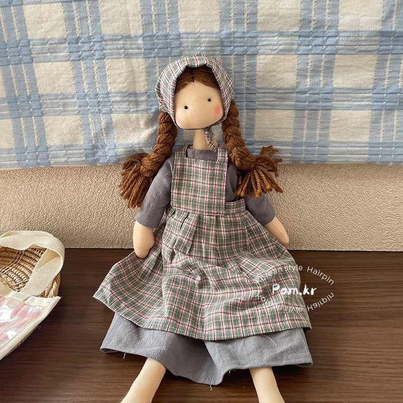 New Korean-style sweet floral dress doll, little girl baby, stylish carrier dress headscarf doll figurine pic 10