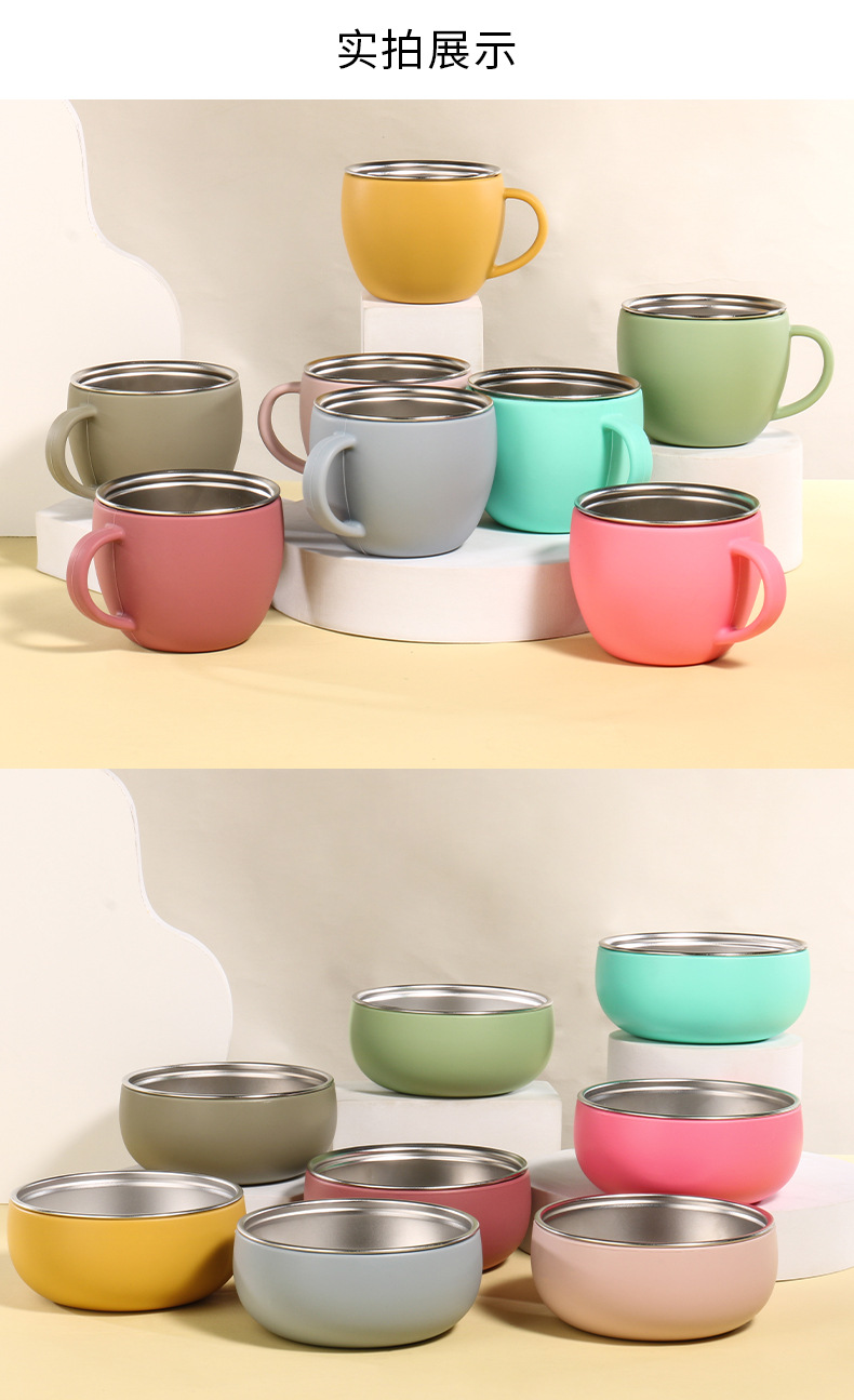 跨境新品儿童不锈钢创意辅食碗 宝宝餐具套装熊 喂养餐具 食品级硅胶婴儿餐具 安全健康易清洗详情6