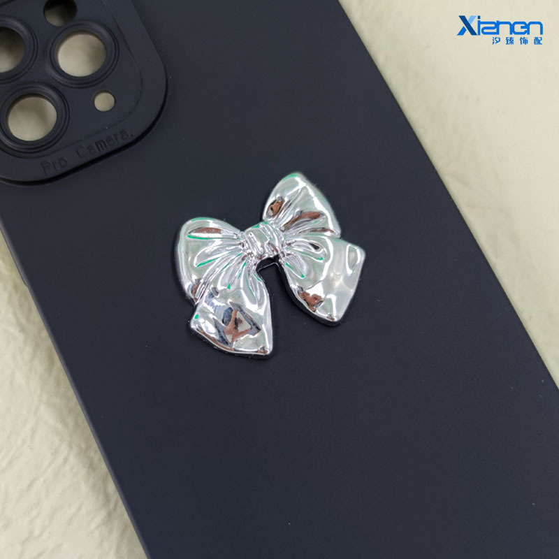 Electroplated alloy imitation bow patch acrylic phone case accessory, diy clothing accessories, hair accessory materials pic 7