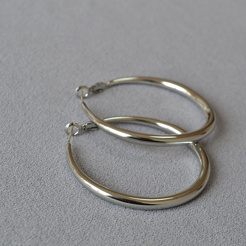 港风圆环耳圈素圈925银针气质通勤百搭高级感耳饰女oversize耳坠详情12