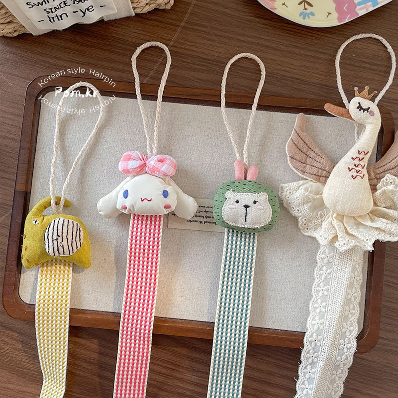 新款韩版卡通布艺收纳袋兔兔小熊发夹收纳神器可爱少女房间装饰物详情7