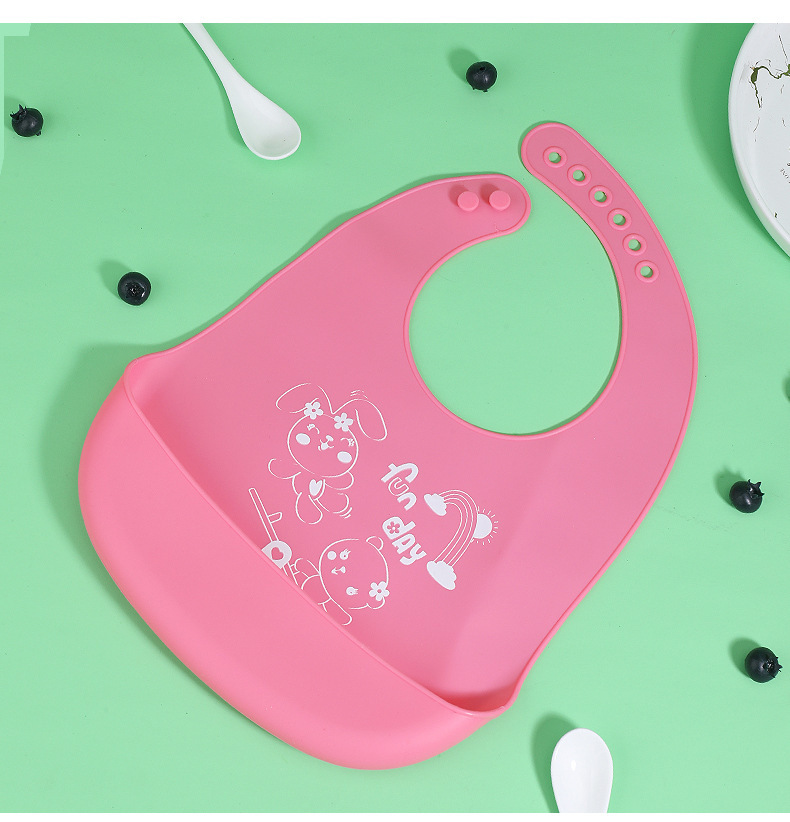 婴童 新款婴儿硅胶围兜 卡通口水兜 宝宝饭兜防水围兜免洗批发详情20