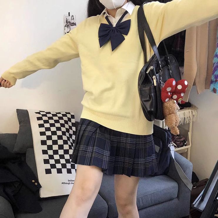 学院风秋冬新款jk制服毛衣套头v领长袖百搭少女软妹外穿针织衫详情13