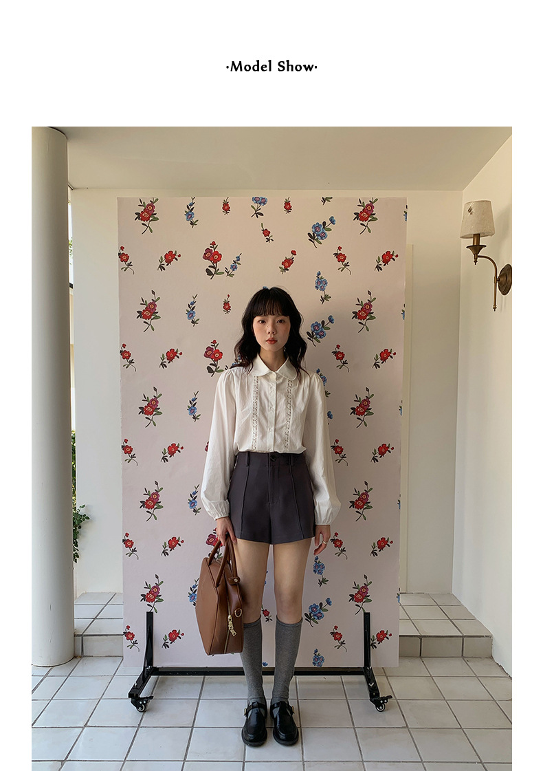 【候麦的春天】歌铭法式娃娃领衬衫春季新款复古蕾丝上衣女Y1122F详情20