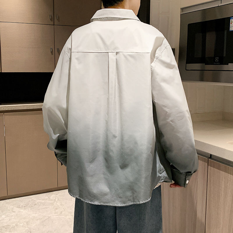 New summer fashion gradient shirt for teenagers, long and short sleeves, high-quality student shirt jacket for junior and senior high school students pic 2