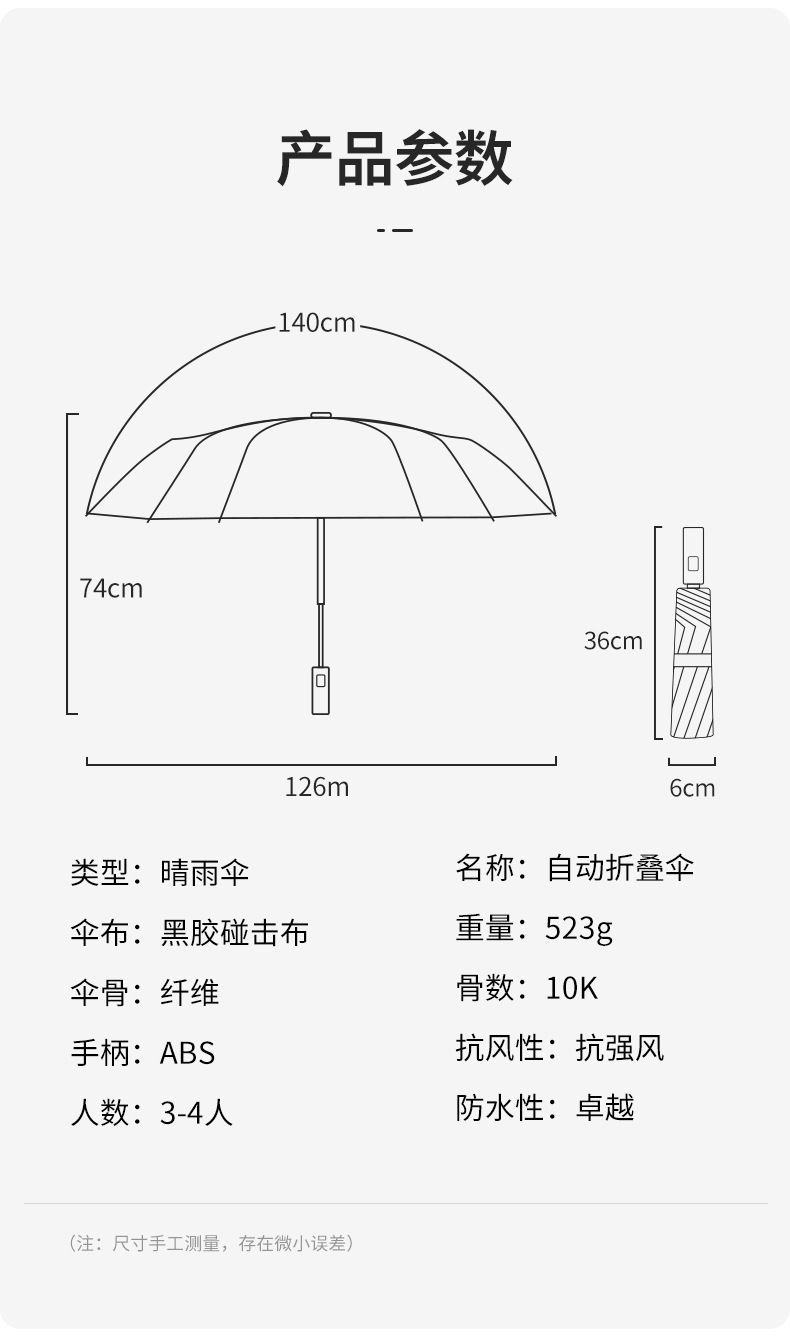 雨伞大号折叠高级感遮阳自动伞抗风暴大伞晴雨两用伞加大加固加厚详情17