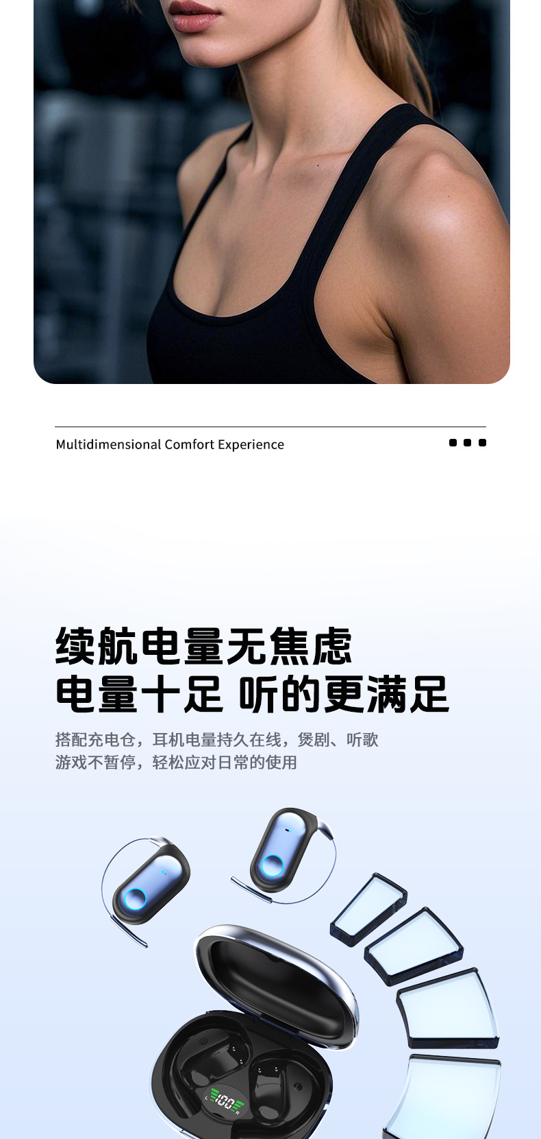 AI translation Bluetooth headphones, simultaneous interpretation ear-hanging headphones, wireless sports, ultra-long battery life pic 13
