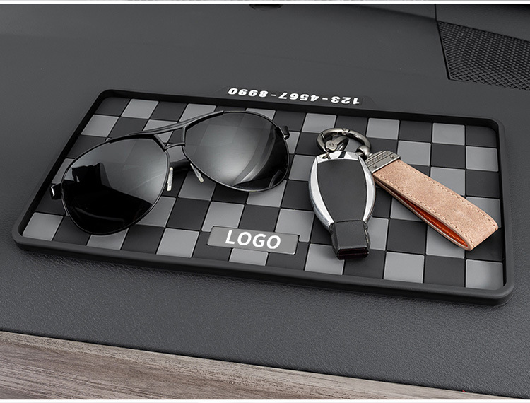 爆款格子纹车载防滑垫个性通用摆件汽车仪表台防滑垫停车卡详情10