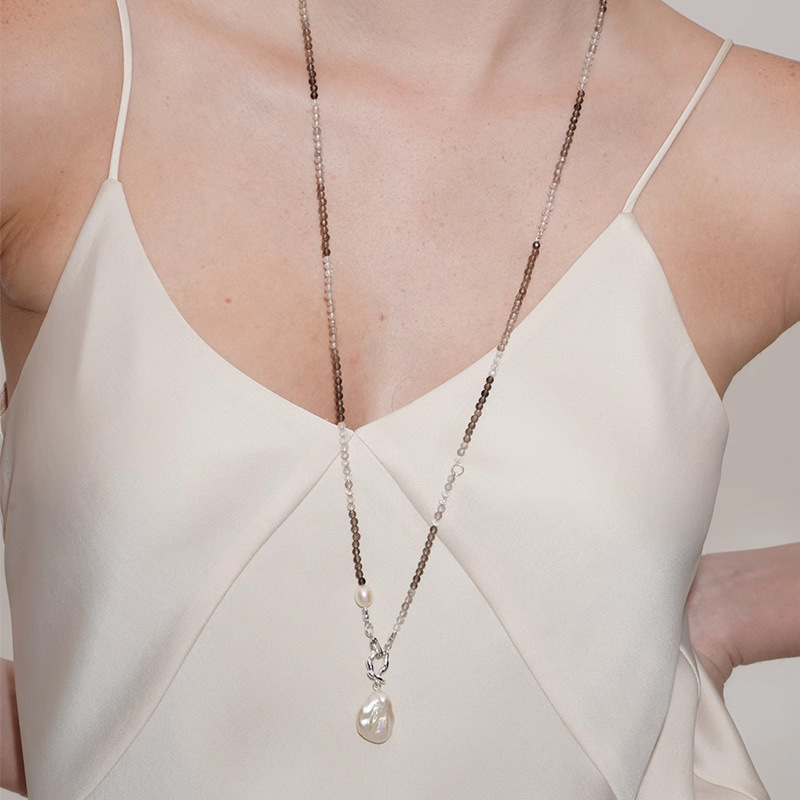 2025新款天然水晶巴洛克珍珠复古高级串珠长项链毛衣链极简秋冬详情4