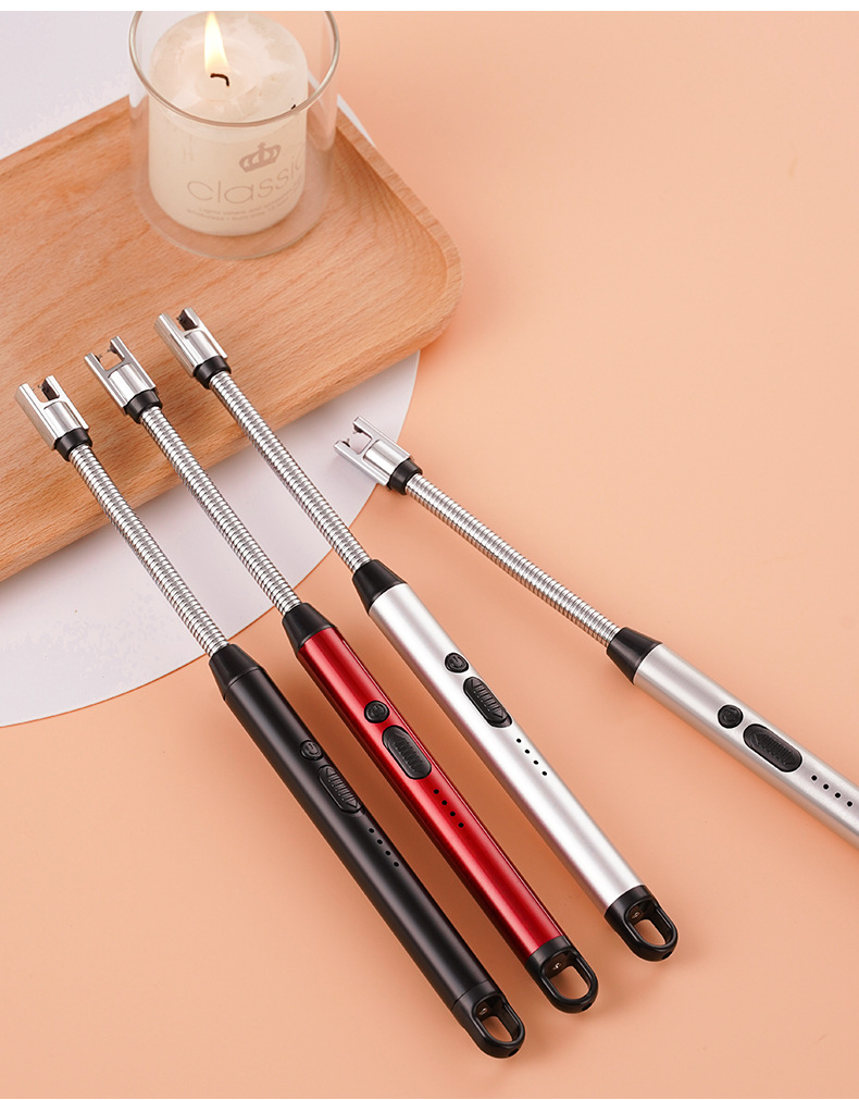 包邮个性电弧脉冲防风点USB充电点蜡烛煤气灶360度软管打火机详情18