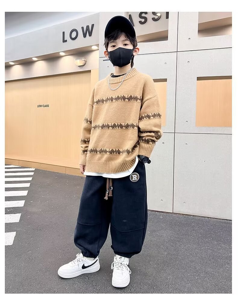 男童冬季加绒裤子秋冬款2023新款儿童棉运动裤一体绒中大童厚卫裤详情15