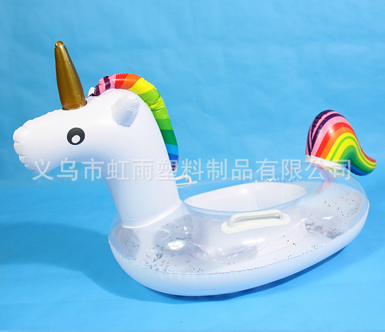 亮片独角兽艇充气儿童玩具座圈带翅膀防侧翻游泳圈婴儿坐圈批发详情6