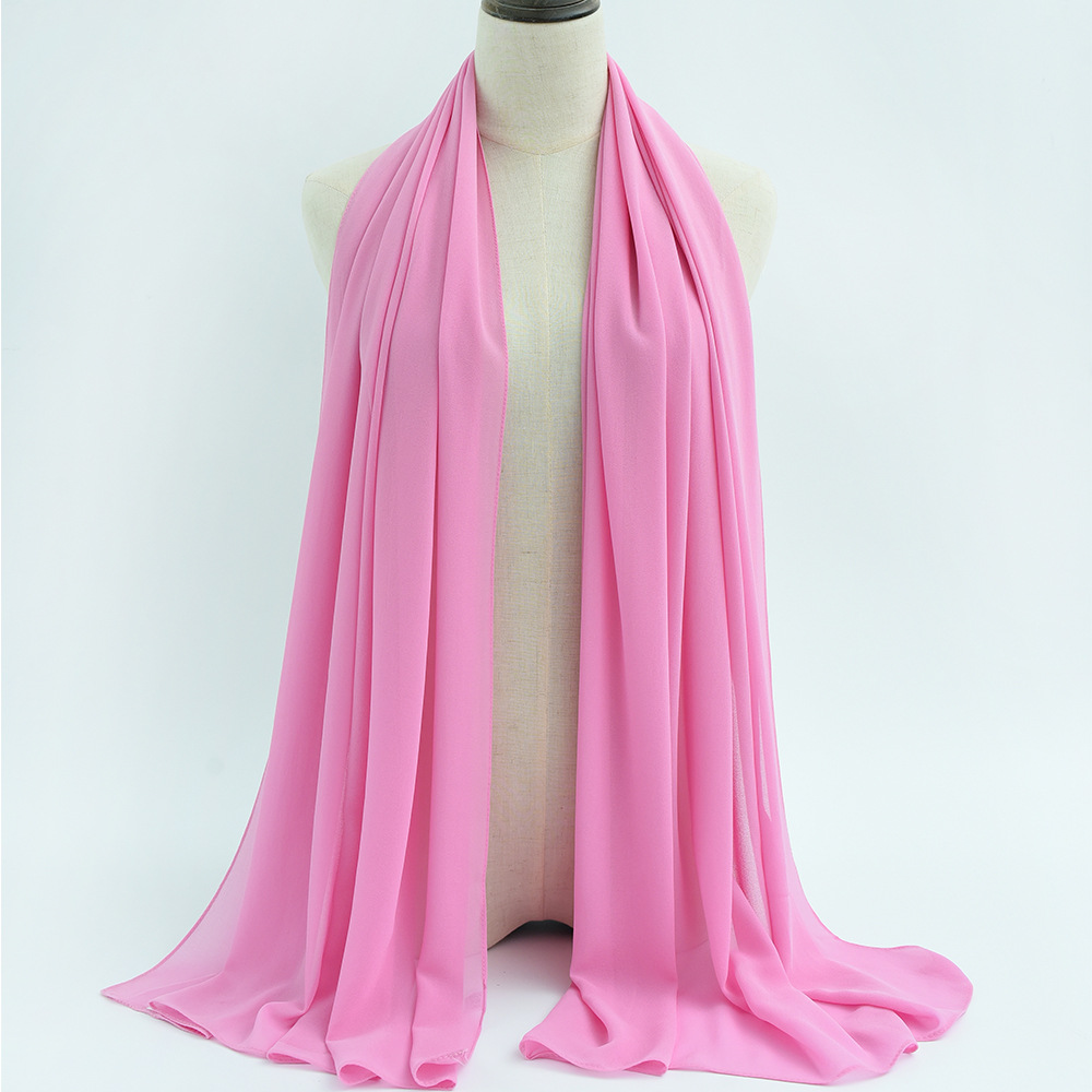 132S en stock solo color perla chiffon pañuelo de burbuja turbante para mujeres pañuelo largo bufanda seda para mujeres 70*180 oriente medio turbante pic 10