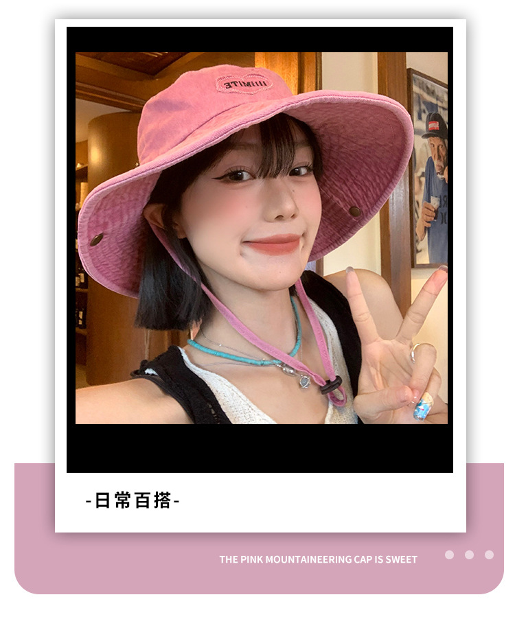 春夏帽子女款清新韩系防晒帽夏天户外太阳帽高级感百搭登山渔夫帽详情3