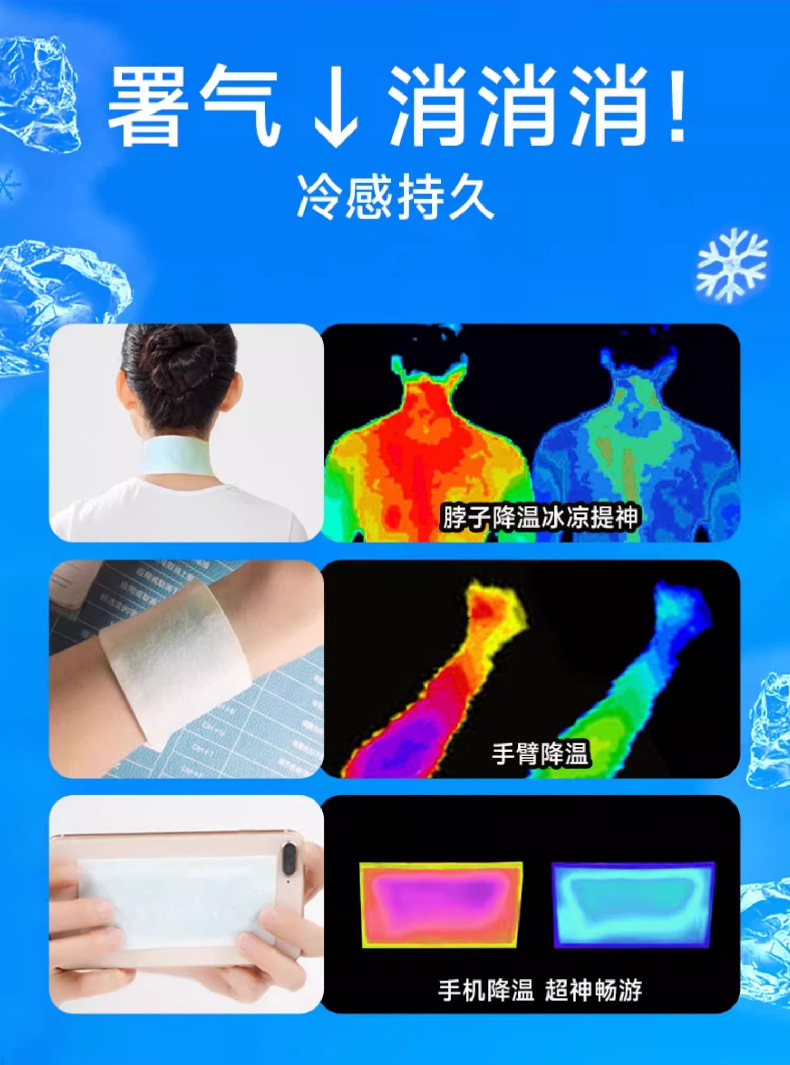 恒迪藿香冰凉贴降温户外夏天防中暑学生宿舍冷冰爽手机降温清凉贴详情4