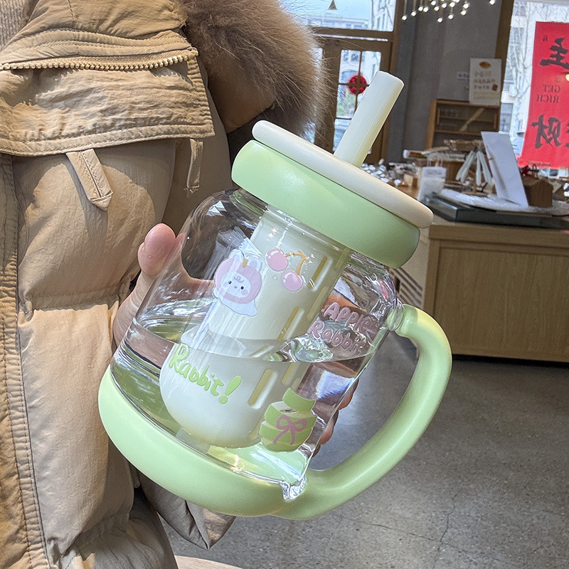 百利友夏季花茶杯900ML可爱杯子女生办公室咖啡杯便携塑料水杯详情8
