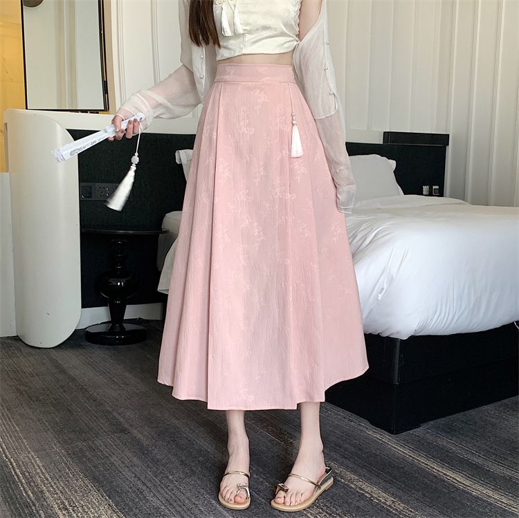 New Chinese-style jacquard skirt 2024, improved horse face skirt, high-waisted, slimming and elegant, pleated A-line skirt, Chinese trend pic 11