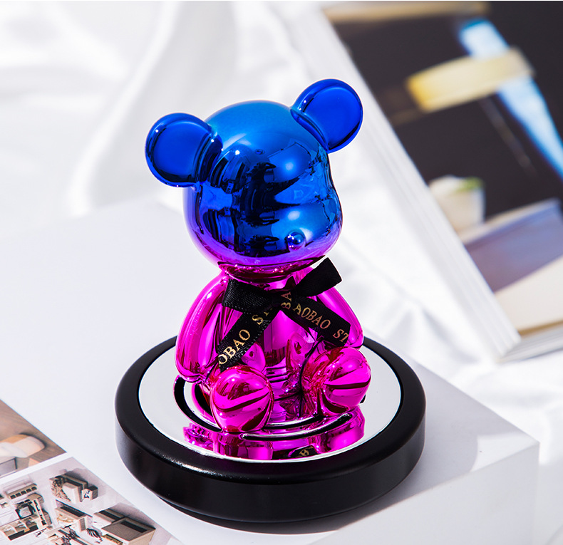 Diamond-encrusted electroplated shaking bear car perfume ornament, diamond-encrusted violent bear car solid aroma diffuser interior decoration pic 16