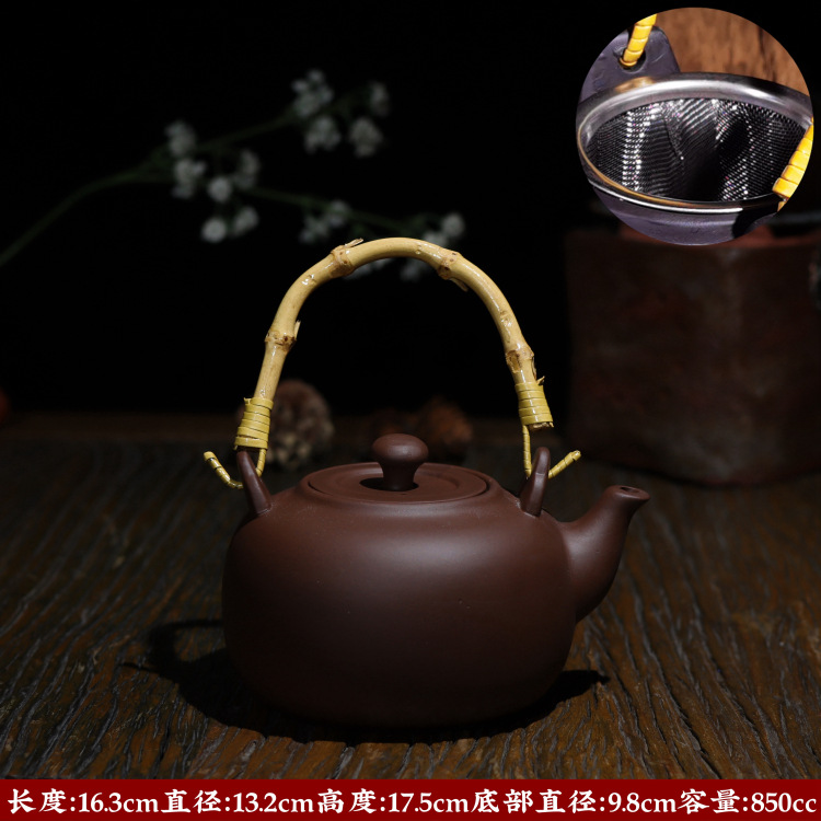 Special offer: Large-capacity purple clay kettle, Gongfu tea set, charcoal stove kettle, household and outdoor handle kettle, suitable for boiling teapots pic 22