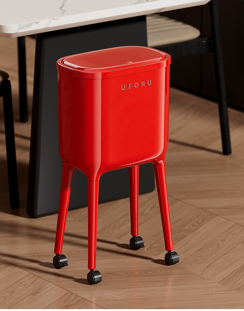 垃圾桶大号大容量高级感轻奢免弯腰厨房夹缝带轮按压开盖垃圾筒详情18