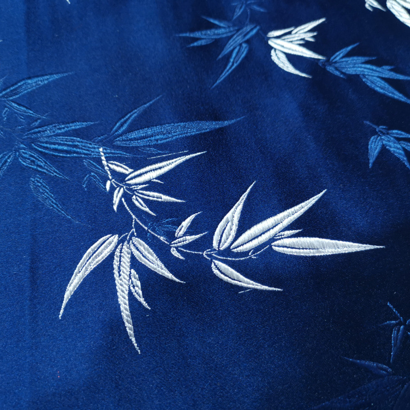 厂家真三五大竹叶织锦缎仿古唐装旗袍布料宠物服坐垫布丝绸面料详情15