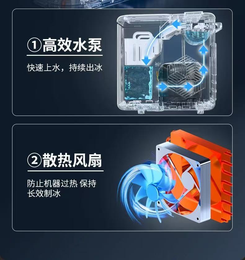 Small ice maker, household mini cube ice, dormitory desktop portable, fully automatic intelligent bullet ice, cross-border ice making pic 10