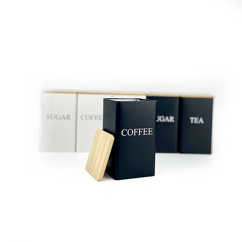 厨房用品竹盖方形铁盒coffeetea咖啡豆罐糖果茶叶包装现货茶叶罐详情8