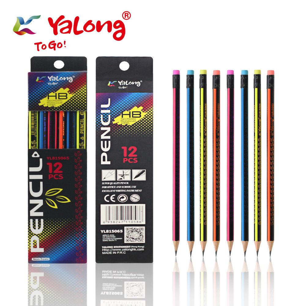 Yalong high-quality poplar wood student HB standard pencils, 12 pieces per set with eraser pic 1