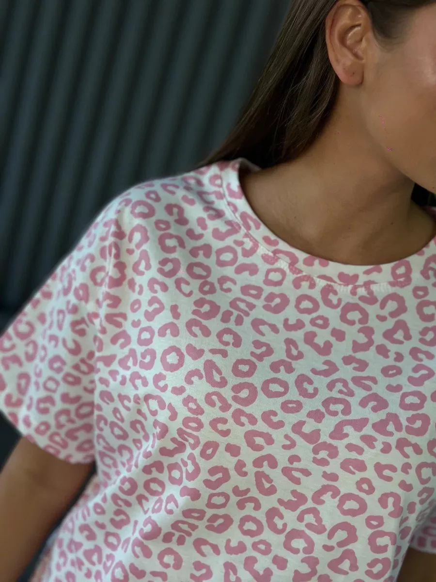 Женская пижама 女士睡衣跨境俄罗斯爆款印花豹纹详情20