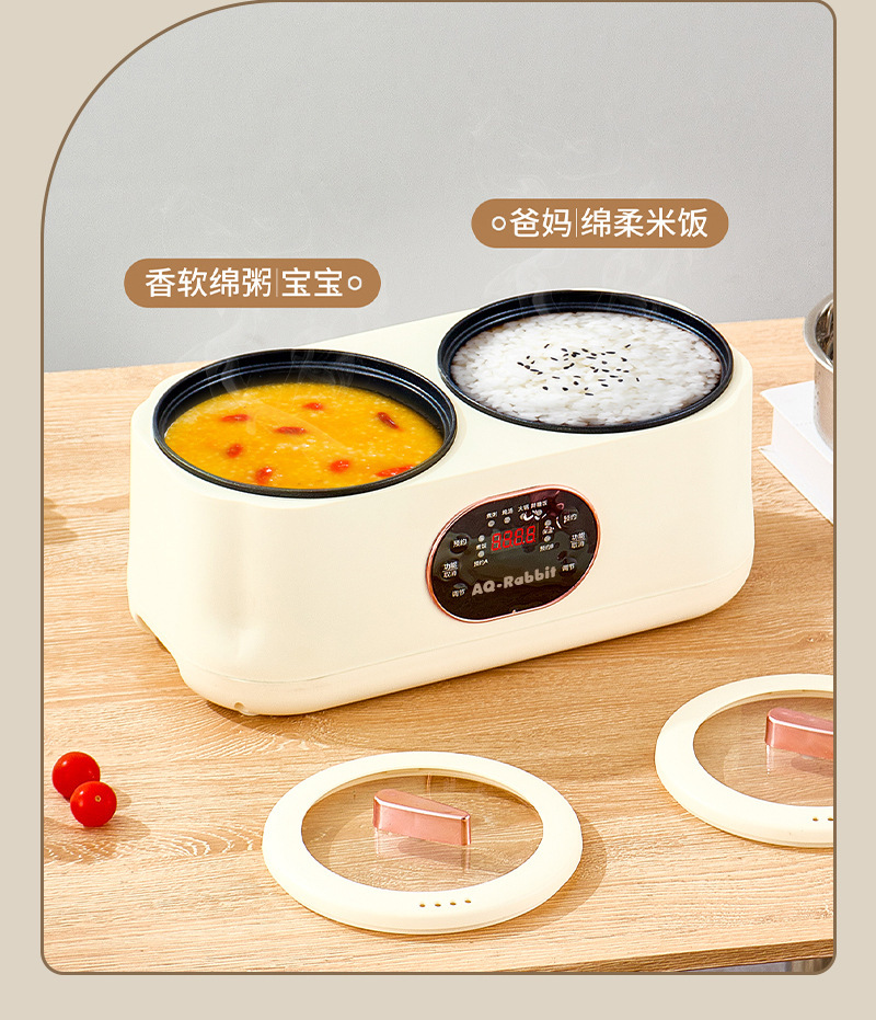 Double-pot rice cooker, a household multi-functional electric cooking pot with preset timing, large capacity, and dual assembly for both steaming and cooking pic 11