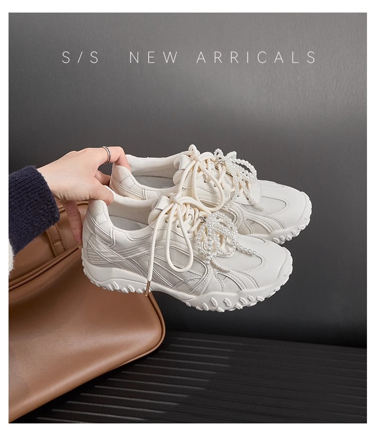 6CM内增高德训鞋女蕾丝珍珠夏新款银色厚底网面休闲运动鞋阿甘鞋详情23