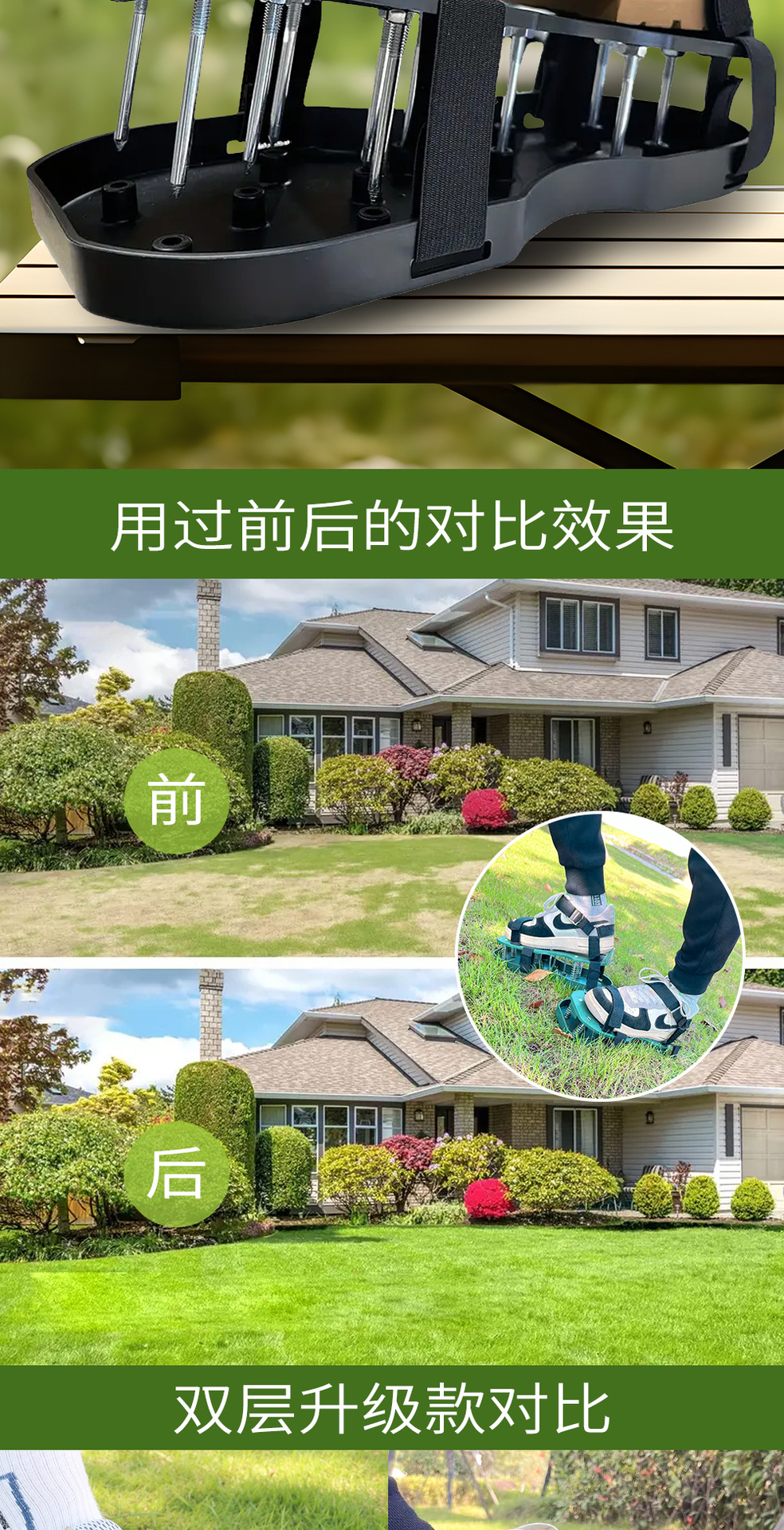 Garden soil loosening shoes, grass nail shoes, lawn inflatable, ventilated and oxygen-increasing shoes, self-leveling epoxy gardening tools pic 3