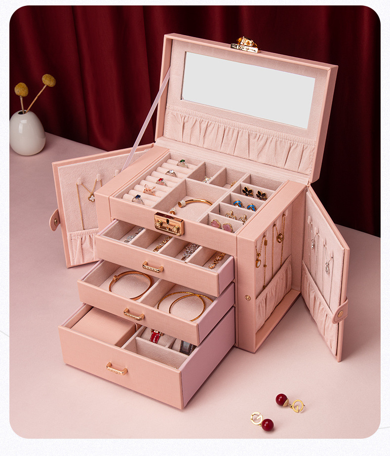 首饰盒收纳箱家居轻奢精致多层首饰手表饰珠宝2025款化妆盒项链详情14