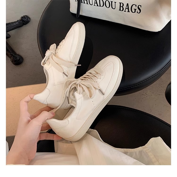 葡萄妈studiolee同款牛皮系带休闲百搭运动板鞋圆头小白鞋女新款详情40