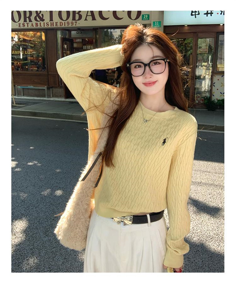 软糯毛衣女秋冬慵懒高级感2025新款麻花针织衫内搭打底上衣详情9