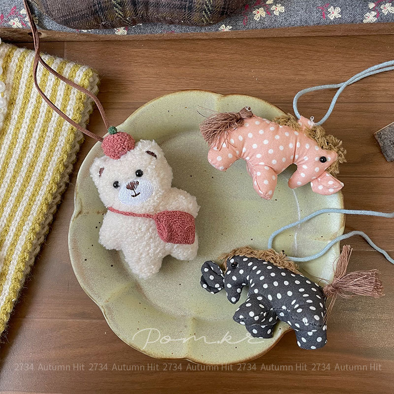Soft and cute plush toy necklace, polka dot fabric pendant, forest-themed, girlish and adorable necklace, daily wear and accessories pic 5