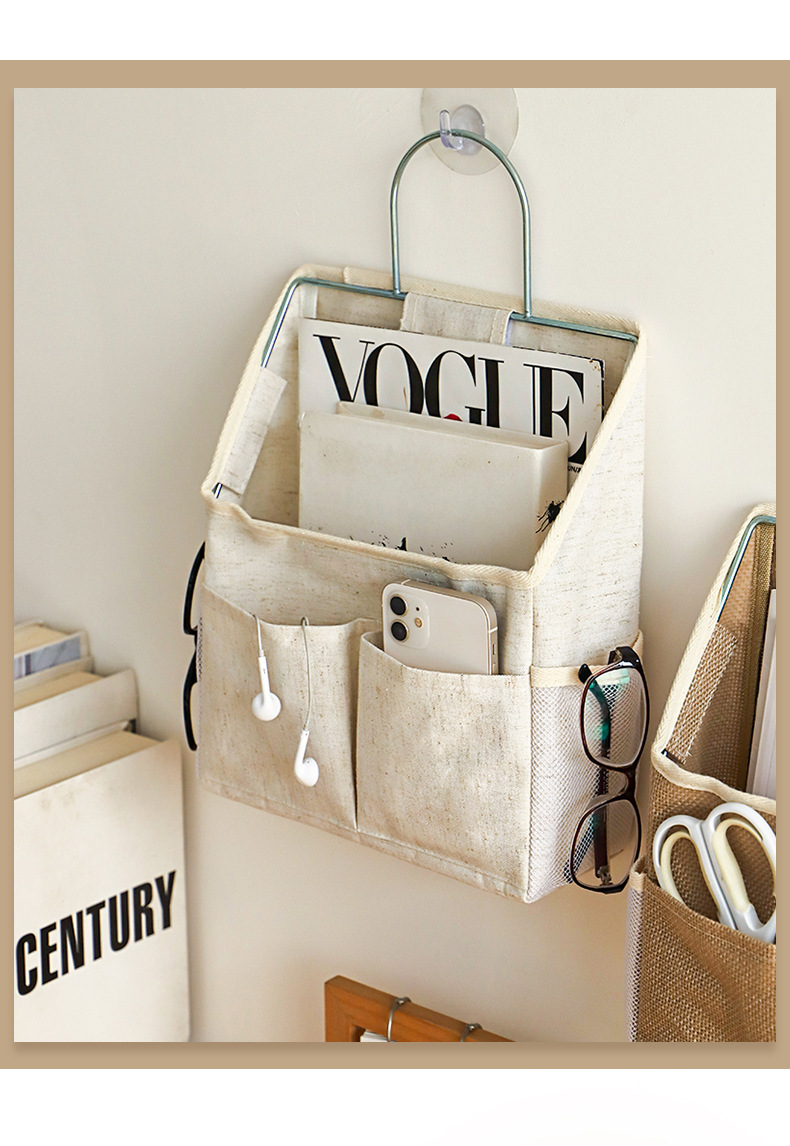 Fabric door rear storage bag, wall-mounted storage basket, household large-capacity sundries sorting basket, multi-functional storage pic 19