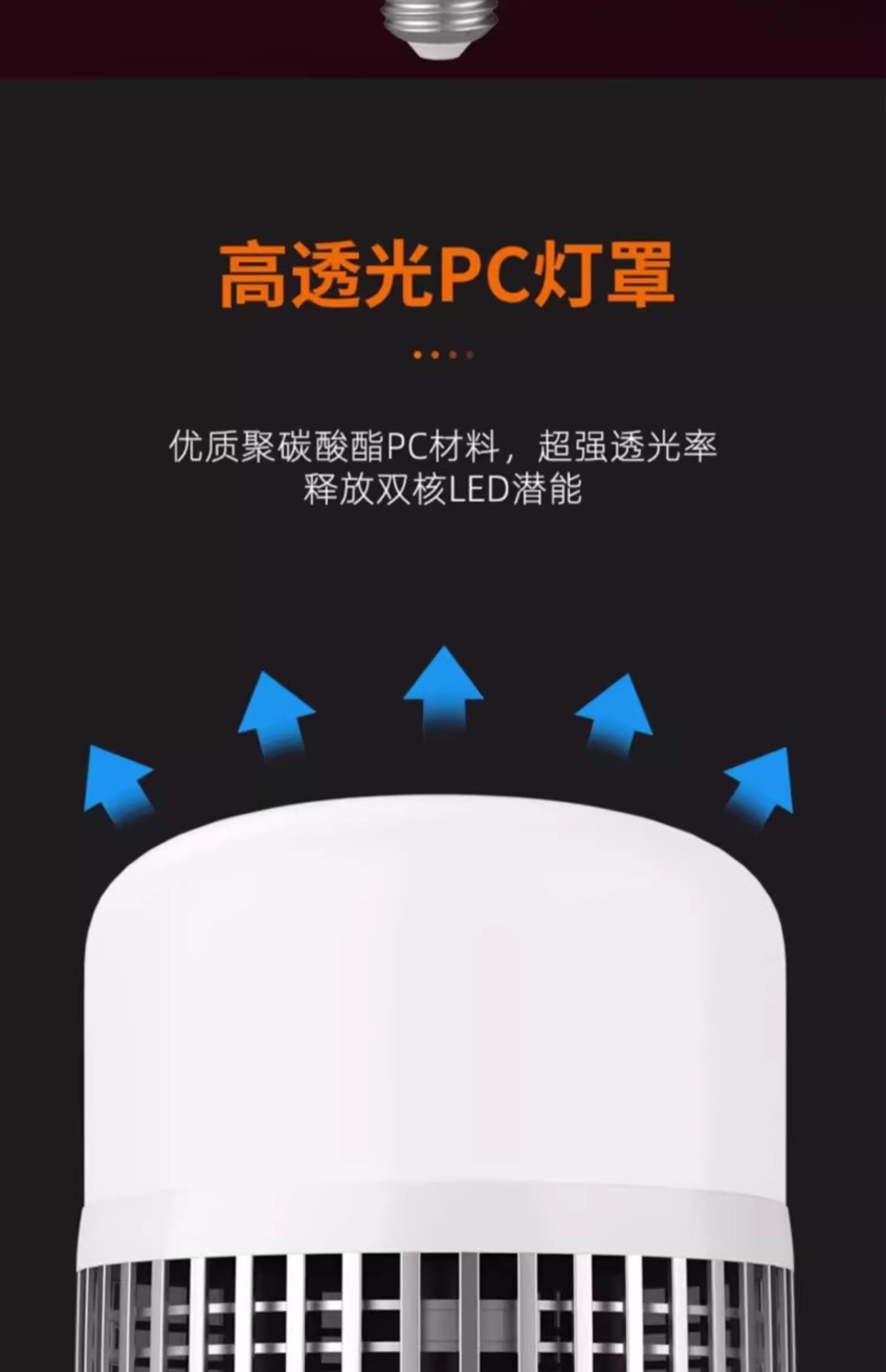 High-power screw-socket led energy-saving household E27 ultra-bright strong light construction site factory workshop lighting lamp 200W pic 14
