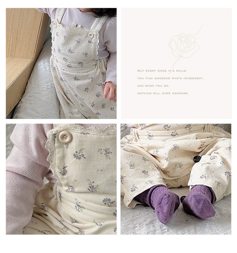 婴儿连体衣套装北欧碎花外出服女宝宝打底衫背带裤幼童两件套清新详情13