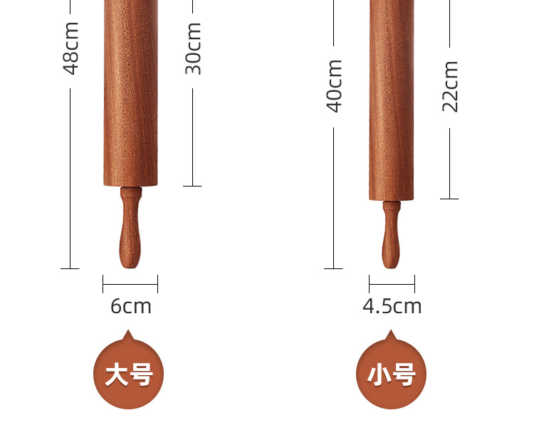 Solid wood rolling pin, roller type, household rolling pin, dough rolling pin, dumpling wrapper rolling pin, large hammer dough rolling pin pic 36