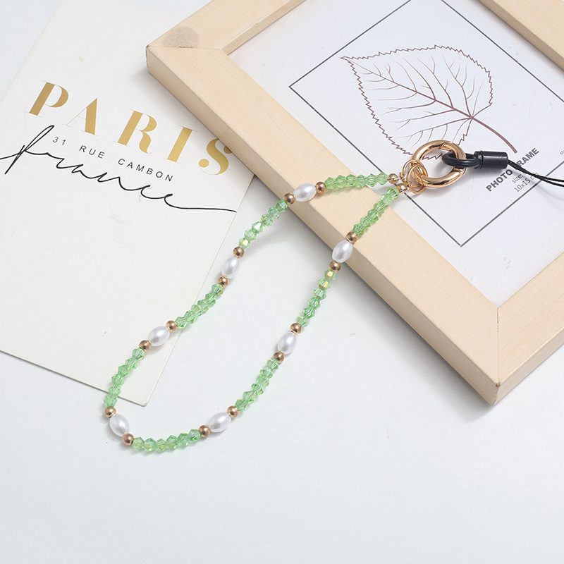 串珠水晶珍珠手机链手机壳挂绳挂件防丢手腕带合金扣批发仙女风详情4