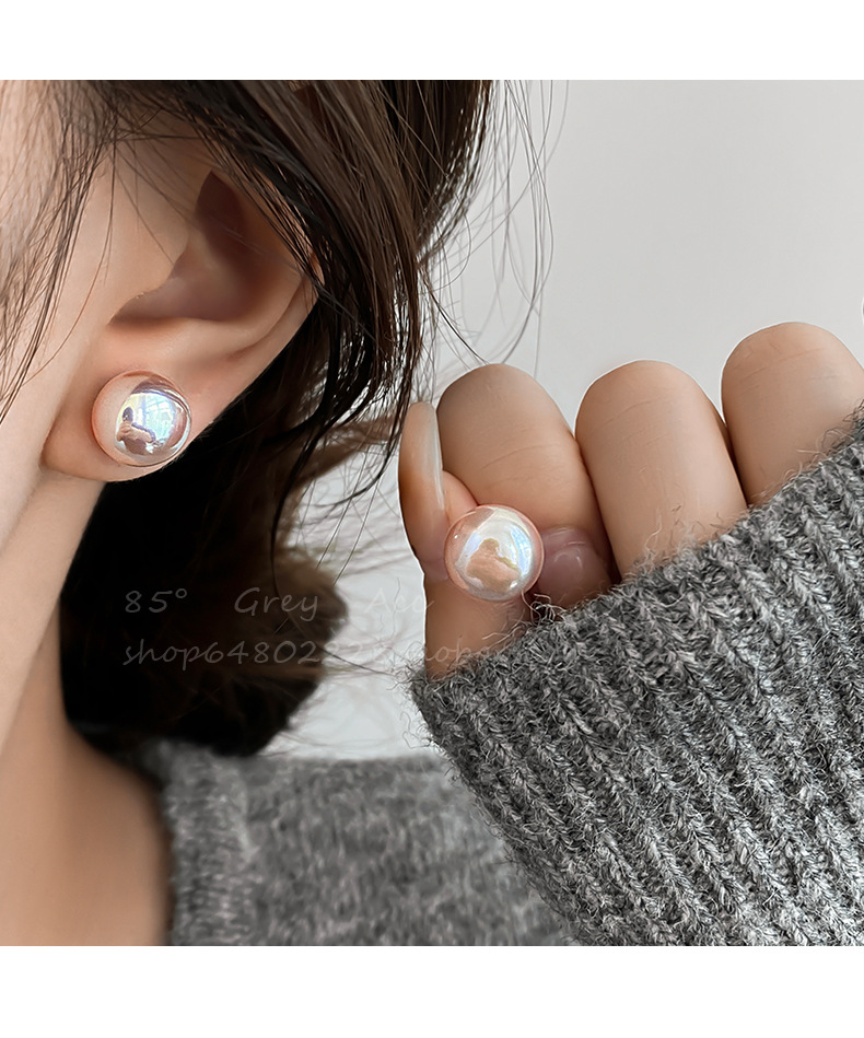 Shi Family Cherry Blossom Pink steamed bun Pearl Earrings for women, pure silver, high-end and simple earrings, mid-to-high-end wholesale accessories in Yiwu pic 8