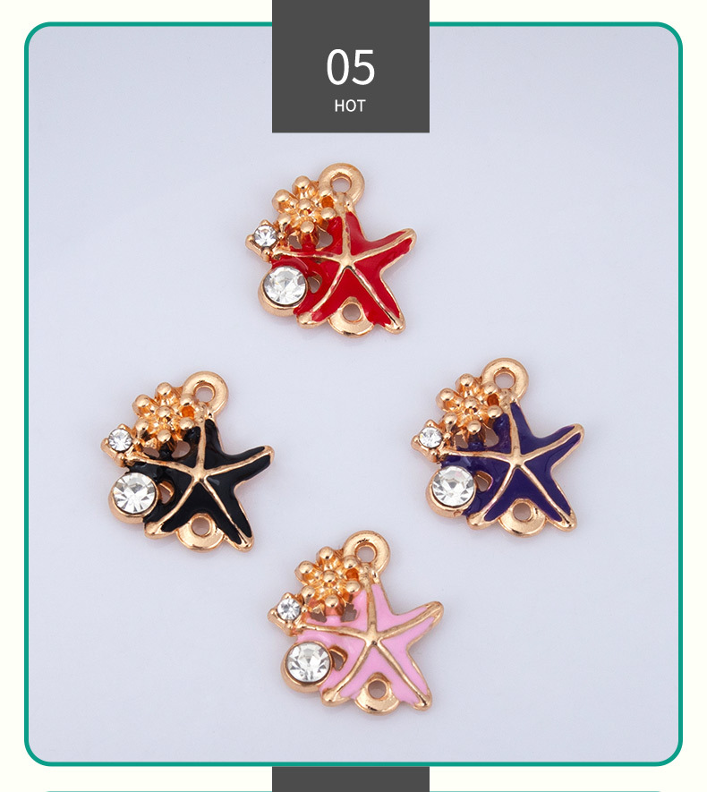 Wholesale of new creative alloy jewelry diy accessories, cartoon starfish oil-drip electroplated necklaces, bracelets, pendants and pendants pic 7