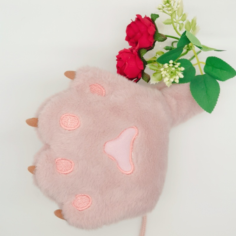 Half-finger gloves, cute bear PAWS, student cycling warm gloves, cartoon girl heart, full-finger plush hand warmers wholesale pic 5