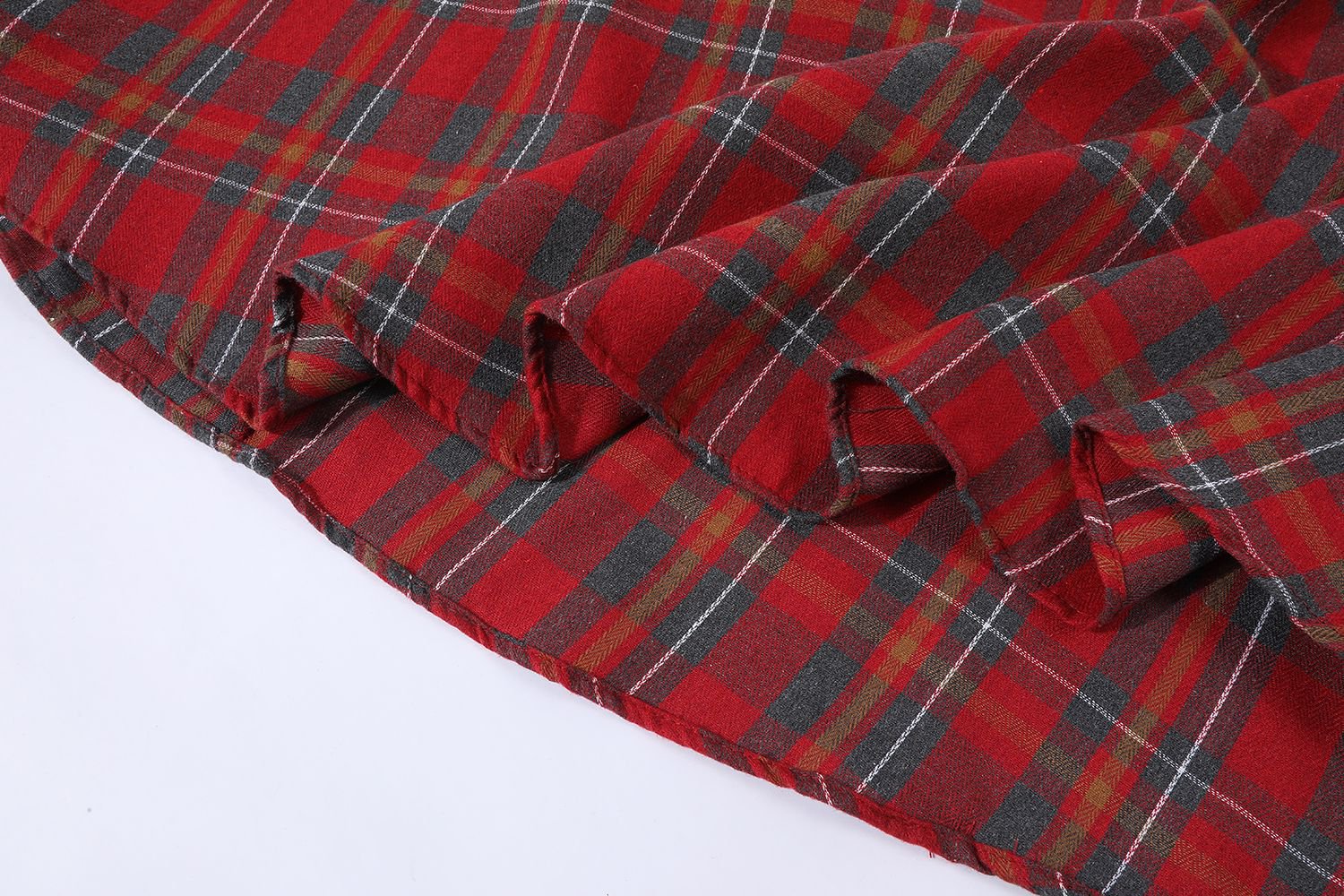 日系森女复古半身裙不规则重工格子蕾丝拼接半裙高腰长裙详情7