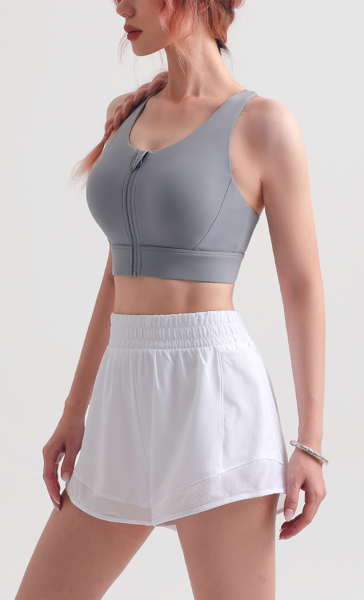 SS Medium-strength cool-feel zipper shock-absorbing sports underwear for women, summer nude feel, beautiful back yoga bra, running fitness vest pic 20