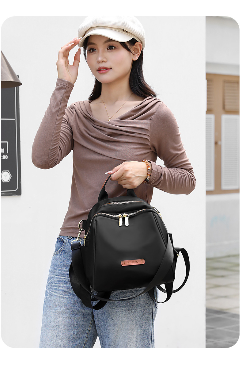 韩版气质简约女士双肩包新款百搭质感休闲包轻盈背包潮流靓丽女包详情22