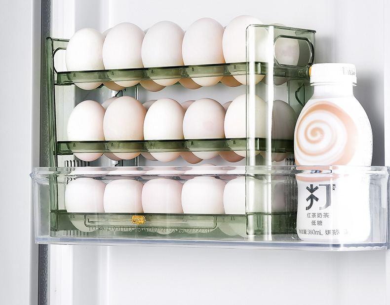 Free shipping: Kitchen egg tray, multi-layer egg rack, refrigerator storage box, storage box, can be flipped three layers, 30 egg boxes pic 13