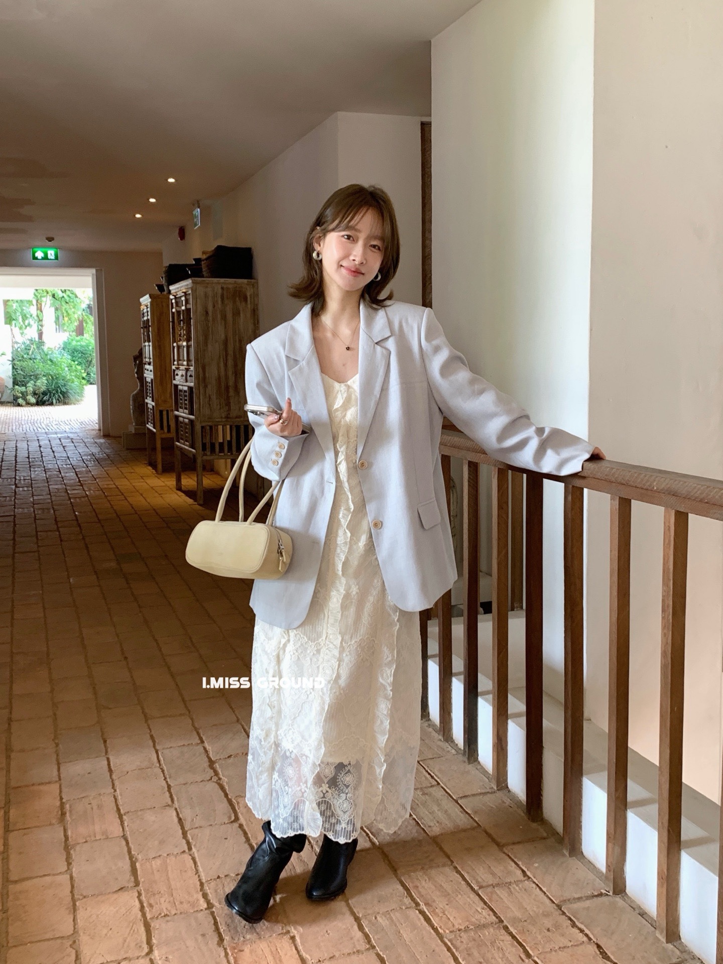 i mis时髦chic小西装外套女2025韩版英伦风宽松复古百搭休闲西服详情17